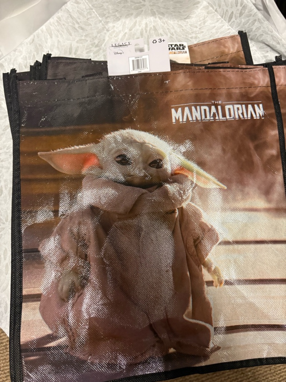The Mandalorian Grogu Reusable Tote Bag — Brown & Green 11 tote  bags - Picture 2 of 3